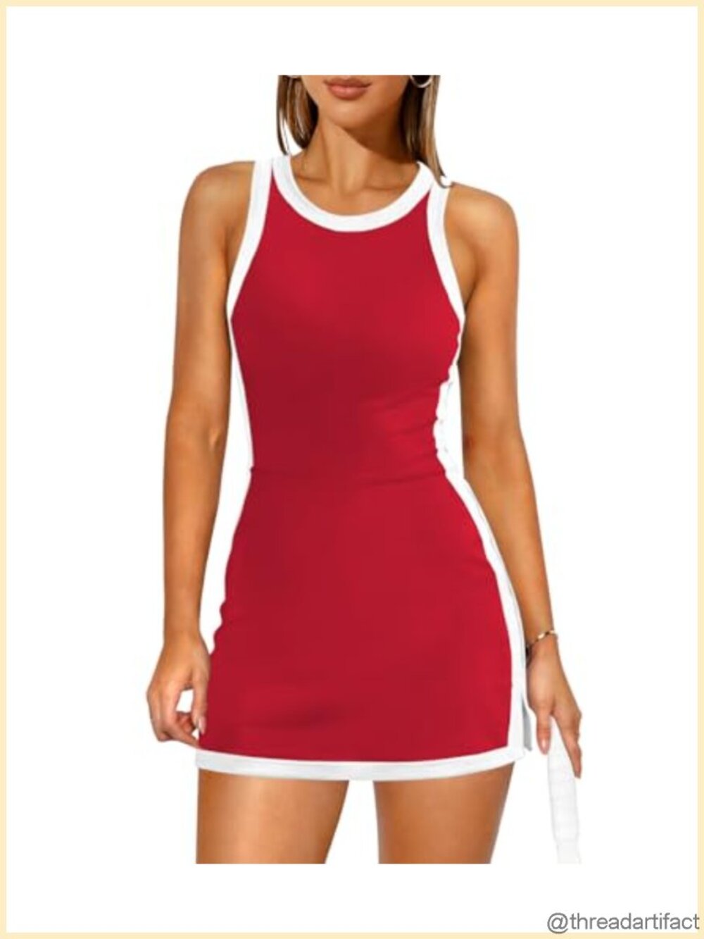 Womens Colorblock Racerback Tennis Dress Built-in Shorts Pockets Mini Active